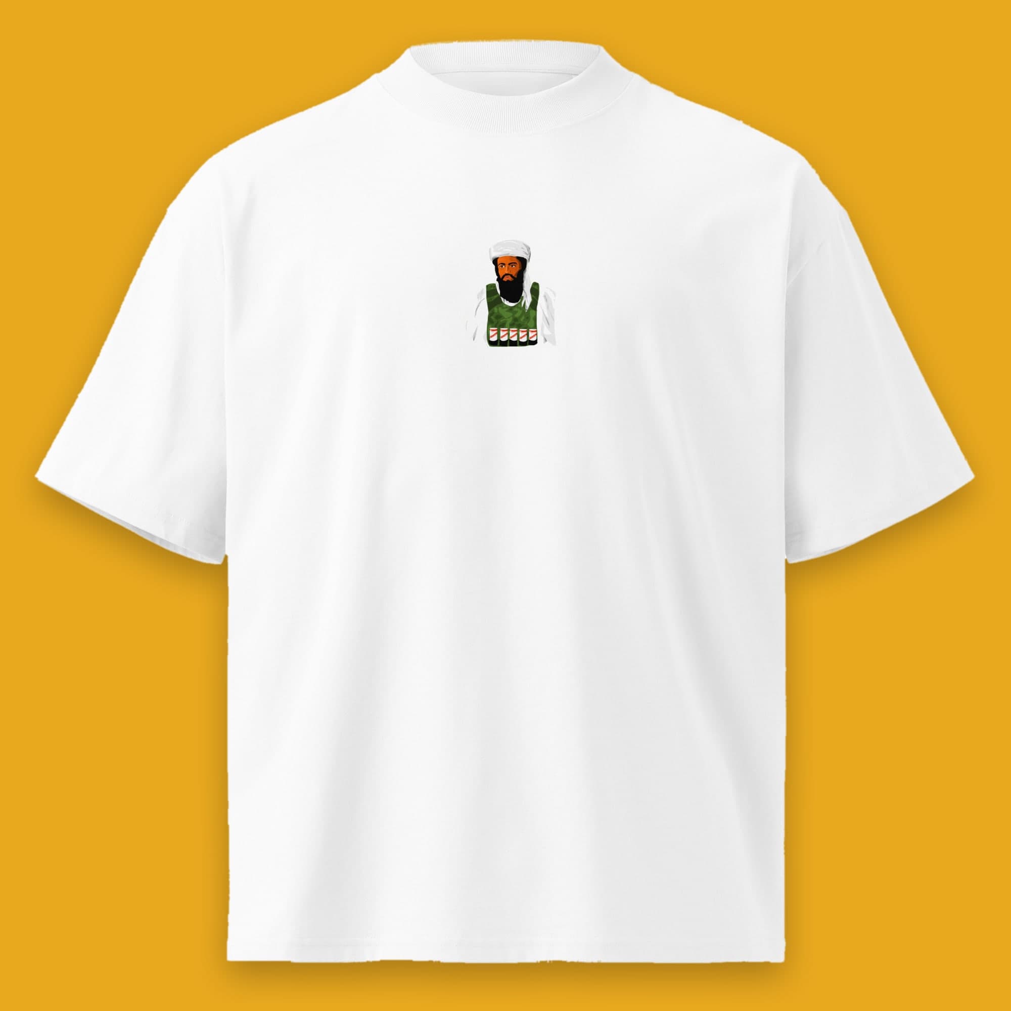 Osama Tin Laden T-shirt — front chest print